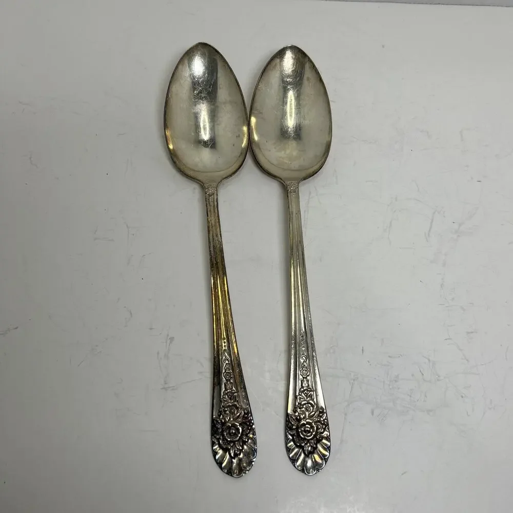 Wm Rogers 1953 Silverplate JUBLILEE Flatware 8.5” Serving Spoons Set Of 2